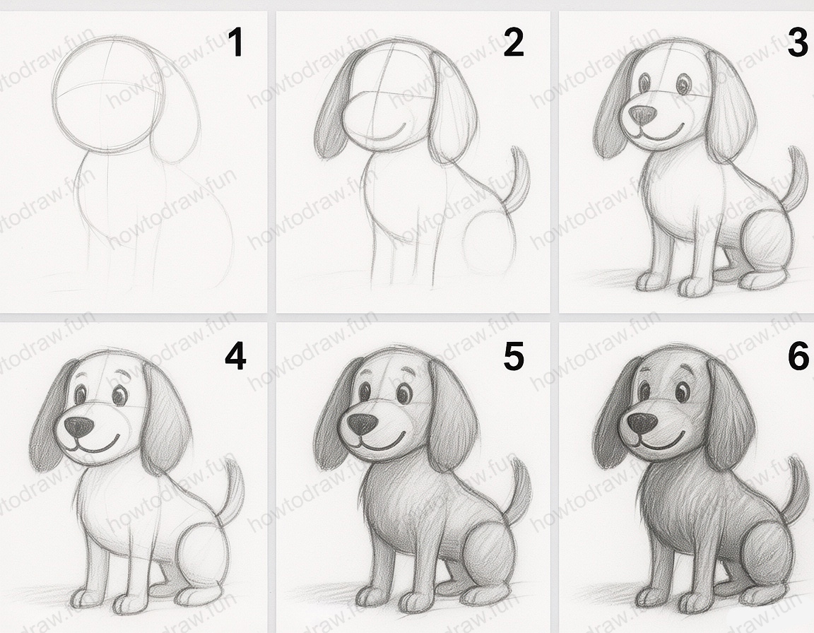 Final reference image of a cute dog drawing, fully detailed.