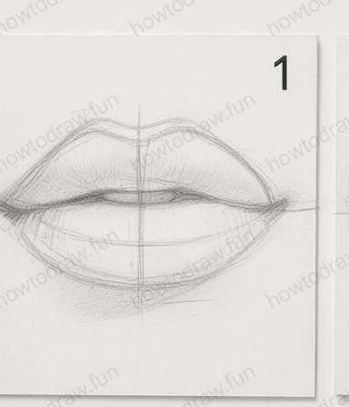 Basic outline of lips showing shape and structure.