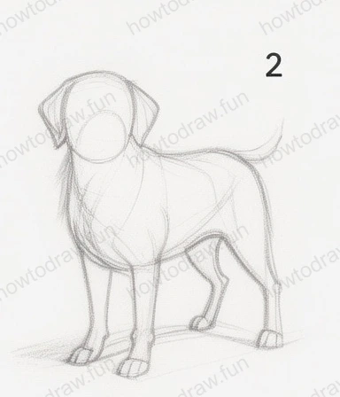 Refined shapes of a dog with added ear and leg details.