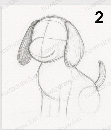 Refined outline of the dog's shape with added snout and legs.